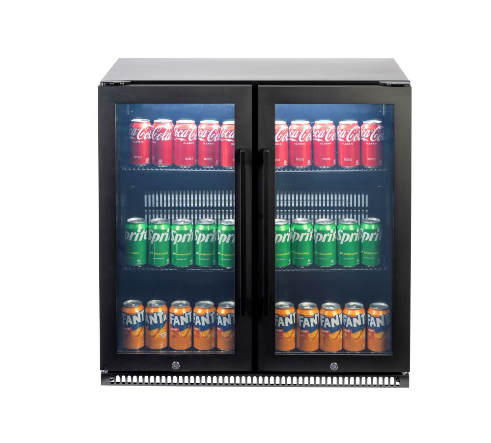 Euro black double door beverage cooler