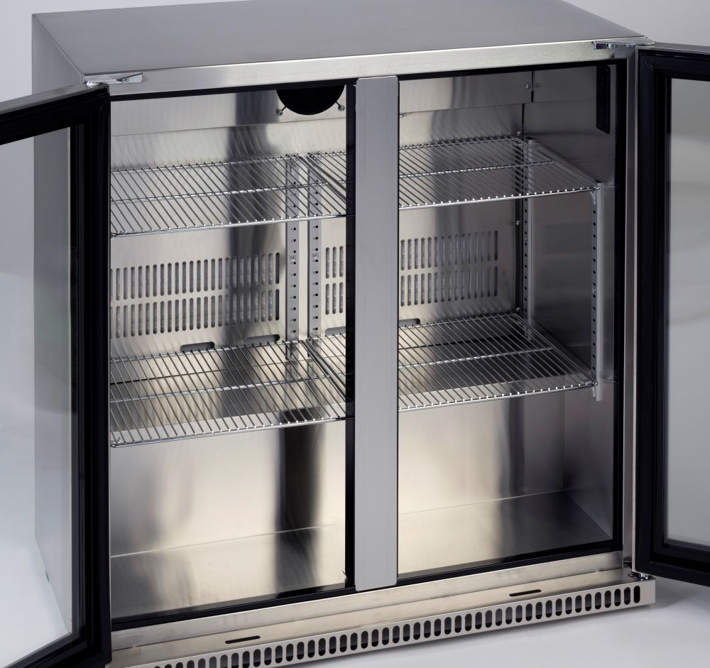 Euro stainless steel double door beverage cooler